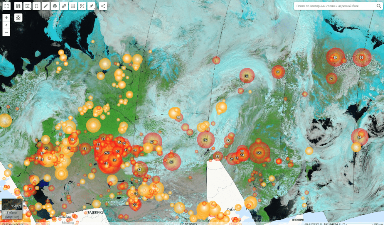Карта лесных пожаров онлайн со спутника в реальном
